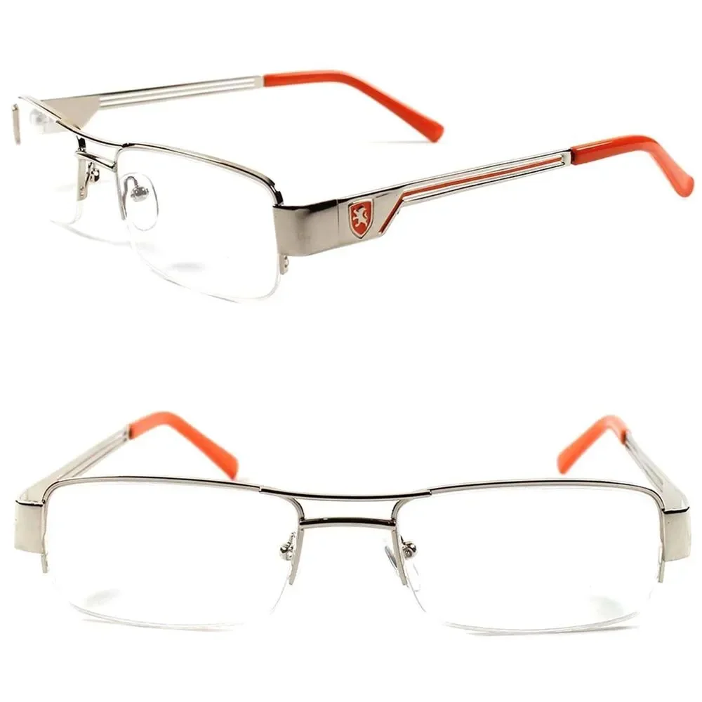 Designer Fashion Rectangle Smart Nerd Silver Optical Eye Glasses Frames